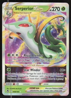 Pokemon TCG SWSH12: Silver Tempest #008/195 Serperior VSTAR NM - Image 1