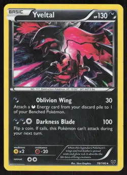 Pokemon TCG #078/146 Yveltal - 78/146 (Cracked Ice Holo) HP (Creases) - Image 1