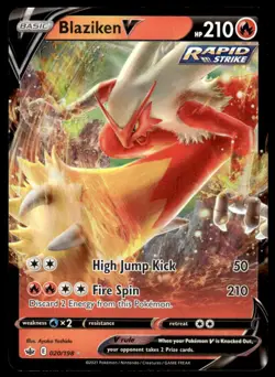 Pokemon TCG SWSH06: Chilling Reign #020/198 Blaziken V NM - Image 1