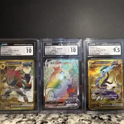 Pokemon CGC Graded Holo Lot of 3 N's Zoroark ex Morpeko VMAX Miraidon ex 2023 - Image 1