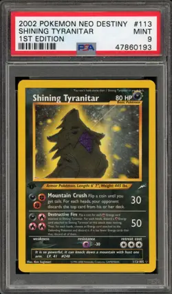 Pokemon Shining Tyranitar Neo Destiny 1st Edition Holo Secret Rare #113 PSA 9 - Image 1