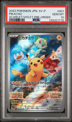 2022 POKEMON JPN SV PROMO SCARLET & VIOLET PRE-ORDER #001 PIKACHU PSA 10 - Image 1