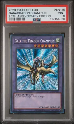 Yu-Gi-Oh! Konami Gaia the Dragon Champion LOB-EN125 25th Anniv Unlimited PSA 9 - Image 2