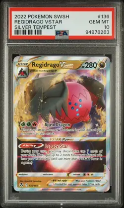 PSA 10 GEM MINT Regidrago Vstar 136/195 Silver Tempest HOLO Rare Pokemon Card - Image 1