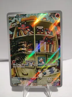 Pokemon Litten Illustration Rare Full Art Holo Card SV05 70 HP 167/162 - Image 1