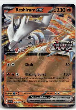 Reshiram ex (White Flare Stamped) Holo Double Rare Miscellaneous Cards & Product - Image 1