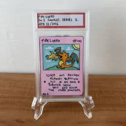 1/1 Original Hand Drawn Fire Lizerd Card Slabbed Signed Series 1 Brokemon - Image 1