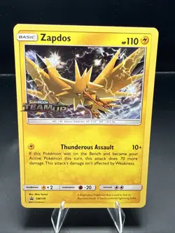 Polemon Card Zapdos SM159 Team Up Holo Rare Prerelease Promo Near Mint B - Image 2