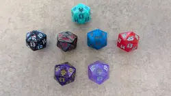 Oversized MTG D20 Spindown Dice Lot x7 M20 M21 Eldraine Ikoria Theros Kamigawa - Image 1