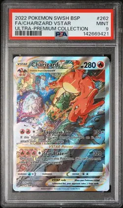 2022 POKEMON SWSH BLACK STAR PROMO #262 FULL ART/CHARIZARD VSTAR PSA 9 - Image 1