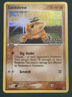 Pokemon Sandshrew 82/113 EX Delta Species 2005 Reverse Holo Common Basic 50 HP - Image 1