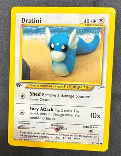 Pokemon 2002 Neo DESTINY 1st Edition DRATINI 63/105 NM - never played - Image 1