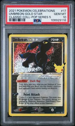 PSA 10 UMBREON 17 GOLD STAR CELEBRATIONS CLASSIC COLLECTION POKEMON GEM MINT - Image 1
