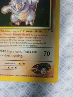 Pokemon TCG Brock's Rhydon Gym Heroes 2/132 Holo Unlimited Rare - Image 4