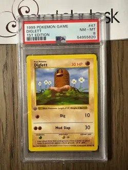 PSA 8 - Pokemon DIGLETT 47/102 - 1st Edition SHADOWLESS BASE SET - NEAR MINT - Image 1