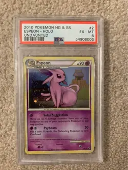 Pokemon 2010 HGSS Undaunted Espeon Holo Rare PSA 6 - Image 1
