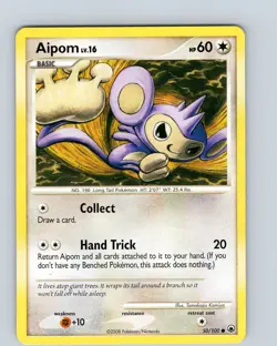 Pokemon TCG Aipom Lv.16 D&P Majestic Dawn 50/100 Regular Common Card Played LP - Image 1