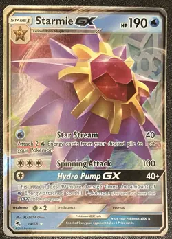 Pokemon TCG Card Starmie GX 14/68 Hidden Fates Ultra Rare Holo 2019 Gen 1 LP - Image 1