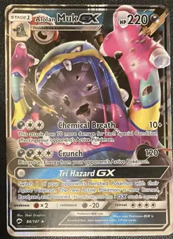 Pokemon TCG Card Alolan Muk GX 84/147 Ultra Rare Holo 2017 Burning Shadows LP - Image 1
