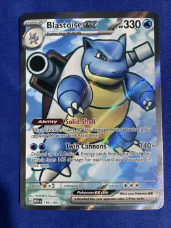 Blastoise ex Full Art NM 184/165 Scarlet & Violet 151 Pokemon Card - Image 1