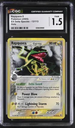 CGC 1.5 Rayquaza 13/113 Holo EX Delta Species Pokemon Card - Image 1