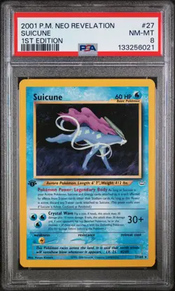 2001 POKEMON NEO REVELATION 1ST EDITION #27 SUICUNE PSA 8 - Image 1