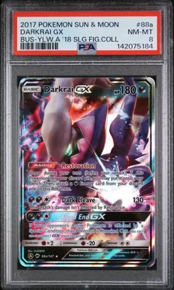 2017 PSA 8 Pokemon Darkrai GX 88a Alternate Art Card Shining Legends Fig Box - Image 1