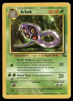 Arbok 31/62 Uncommon Fossil Pokemon Heavily Played - Image 1