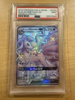 Pokemon Alolan Ninetales GX SV53 Hidden Fates Shiny Vault Holo PSA 9 2019 - Image 1