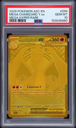 2026 POKEMON ASC EN-ASCENDED HEROES MEGA HYPER RARE MEGA CHARIZARD Y EX PSA 10 - Image 1