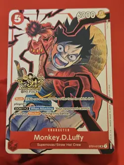 One Piece TCG Monkey D. Luffy 3rd Anniversary Promo Alt Art ST01-012 - Image 1