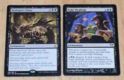 MTG 2x Rare Black Enchantment Hedonist's Trove & Night Dealings - Image 1