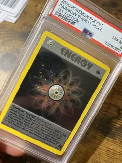 1st Edition Team Rocket Rainbow Energy Holo 17/82 - PSA 8 NM-MT! SWIRL CITY!!! - Image 4