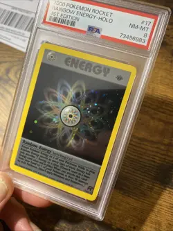 1st Edition Team Rocket Rainbow Energy Holo 17/82 - PSA 8 NM-MT! SWIRL CITY!!! - Image 5