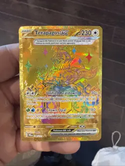 Pokemon TCG Terapagos EX Prismatic Evolutions Card 180/131 Gold Ultra Rare - Image 1
