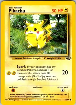 Pikachu 60/64 Common Jungle Pokemon Unlimited Near Mint - Image 1