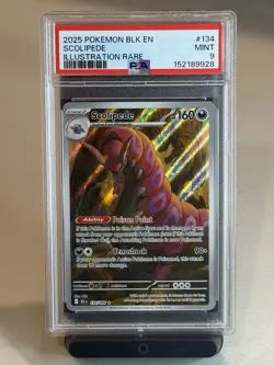 2025 Pokemon BLK EN-Black Bolt Illustration Rare #134 Scolipede PSA 9 - Image 1