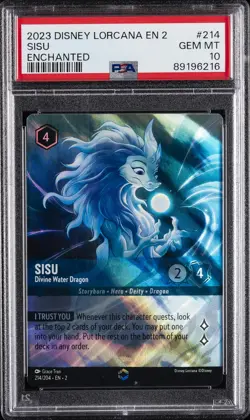 2023 DISNEY LORCANA EN 2-RISE OF THE FLOODBORN SISU - DIVINE WATER DRAGON PSA 10 - Image 1