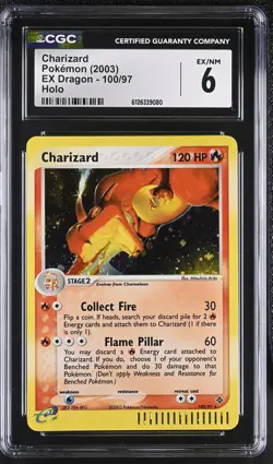 CGC 6 Charizard 100/97 Holo EX Dragon Pokemon Card - Image 1