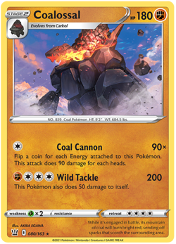 Pokemon TCG Sword & Shield Battle Styles - 080/163 Coalossal Card HOLO - Image 1