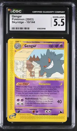 CGC 5.5 Gengar 10/144 Non Holo Rare Skyridge Pokemon Card - Image 1