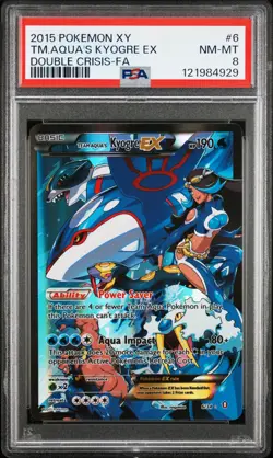 2015 POKEMON XY DOUBLE CRISIS #6 FULL ART/TEAM AQUA'S KYOGRE EX PSA 8 - Image 1