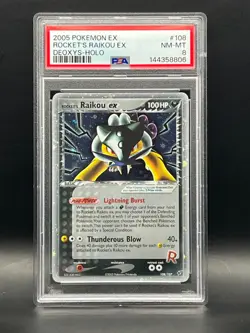 2005 Pokemon EX Deoxys-Rocket's Raikou Ex 108/107 Secret Rare Holo- NM-MT PSA 8 - Image 2