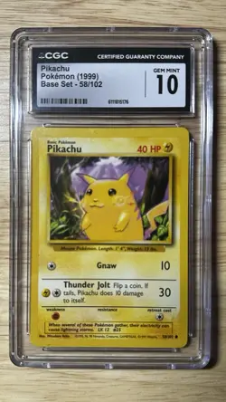 CGC 10 Pikachu Base Set 1999 58/102 Regular Pokemon TCG Card - Image 1