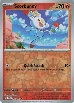 Scorbunny Reverse Holo 026/142 Common SV07: Stellar Crown NM Pokemon - Image 1