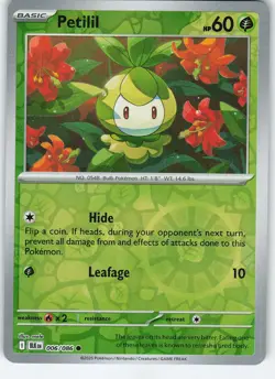 Petilil 006/086 Common Reverse Holo SV: Black Bolt NM Pokemon - Image 1