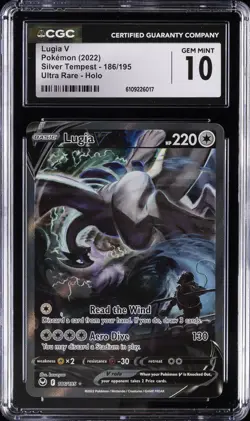 2022 POKEMON SILVER TEMPEST ULTRA RARE - HOLO #186/195 LUGIA V CGC 10 GEM MINT - Image 1