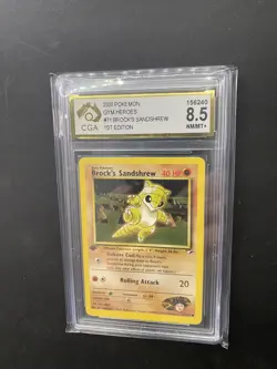 Brock's Sandshrew Common Pokemon Card 1st Edition Gym Heroes 71/132 CGA 8.5 - Image 1