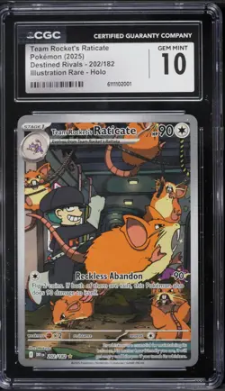 Team Rocket's Raticate 202/182 CGC 10 - 2025 Pokemon SV Destined Rivals IR - Image 1
