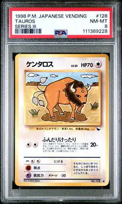 Tauros Series Iii Pokemon Japanese Vending 128 NM PSA 8 - Image 1